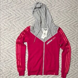 ADIDAS Neo Pink and Gray Zip Hoodie - BRAND NEW - NEVER WORN - Women’s Size XS